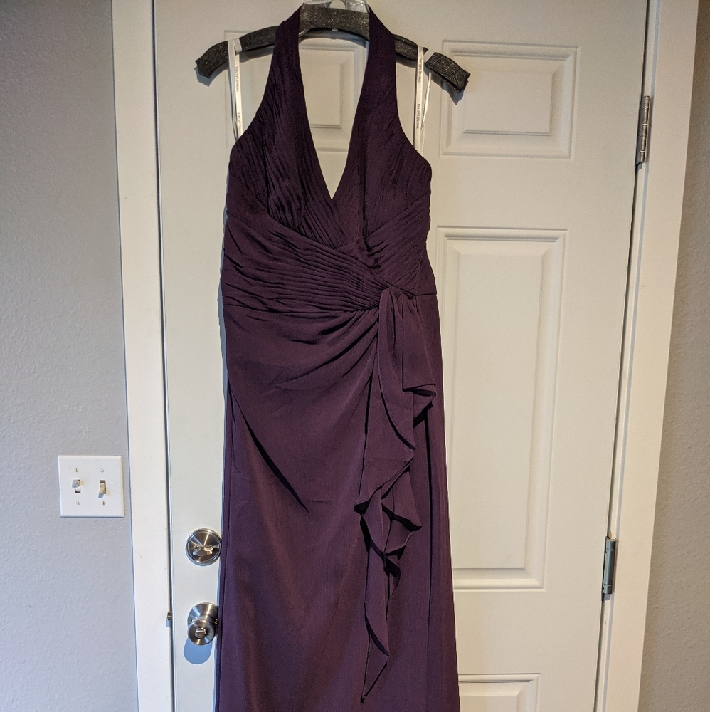 David's Bridal halter style bridesmaid/prom/homecoming dress in color plum